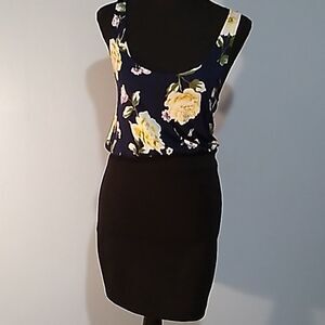 xxi floral tank dress, bodycon black mini